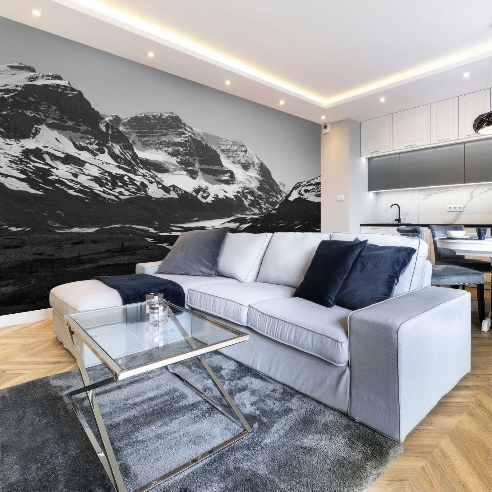 Fototapet imagine de munți realizată în alb-negru