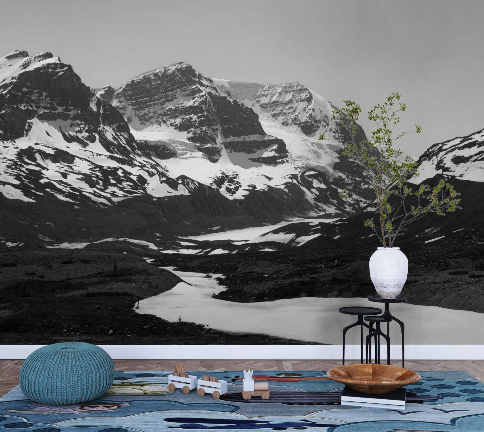 Fototapet imagine de munți realizată în alb-negru