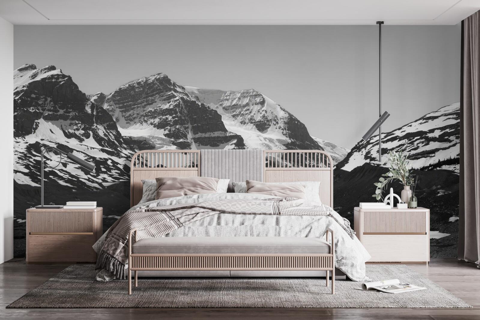 Fototapet imagine de munți realizată în alb-negru