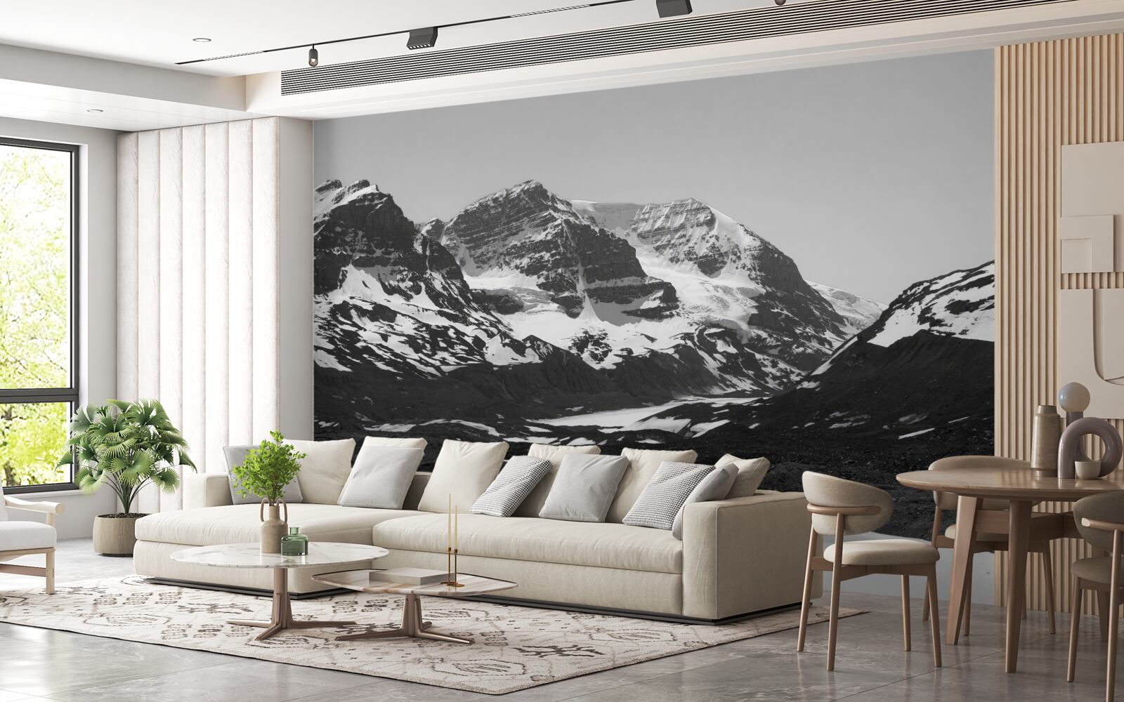 Fototapet imagine de munți realizată în alb-negru