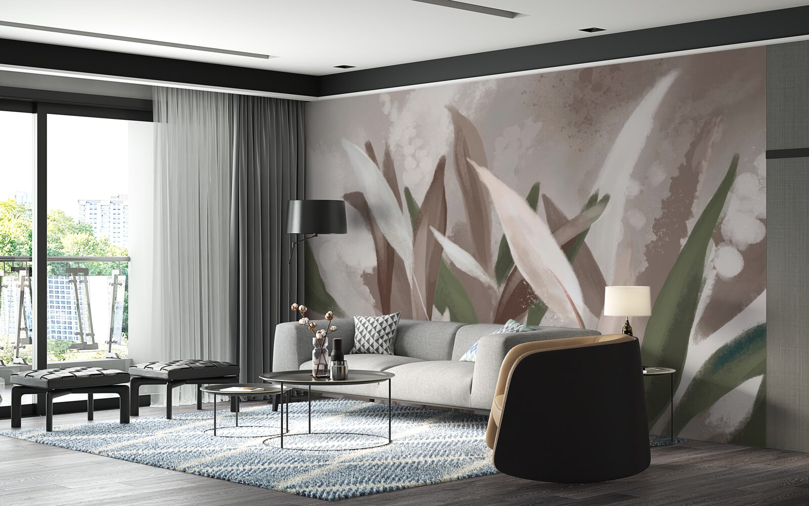 Fototapet frunze de diferite mărimi și nuanțe