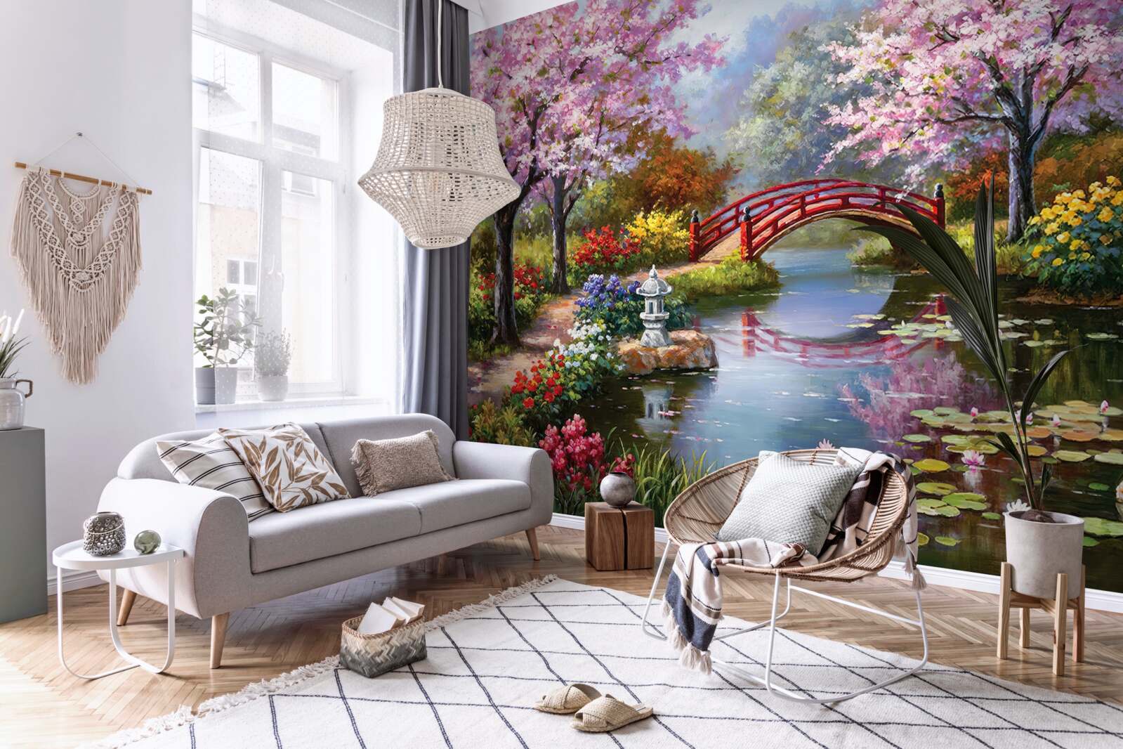 Fototapet grădină înflorită în stil chinezesc