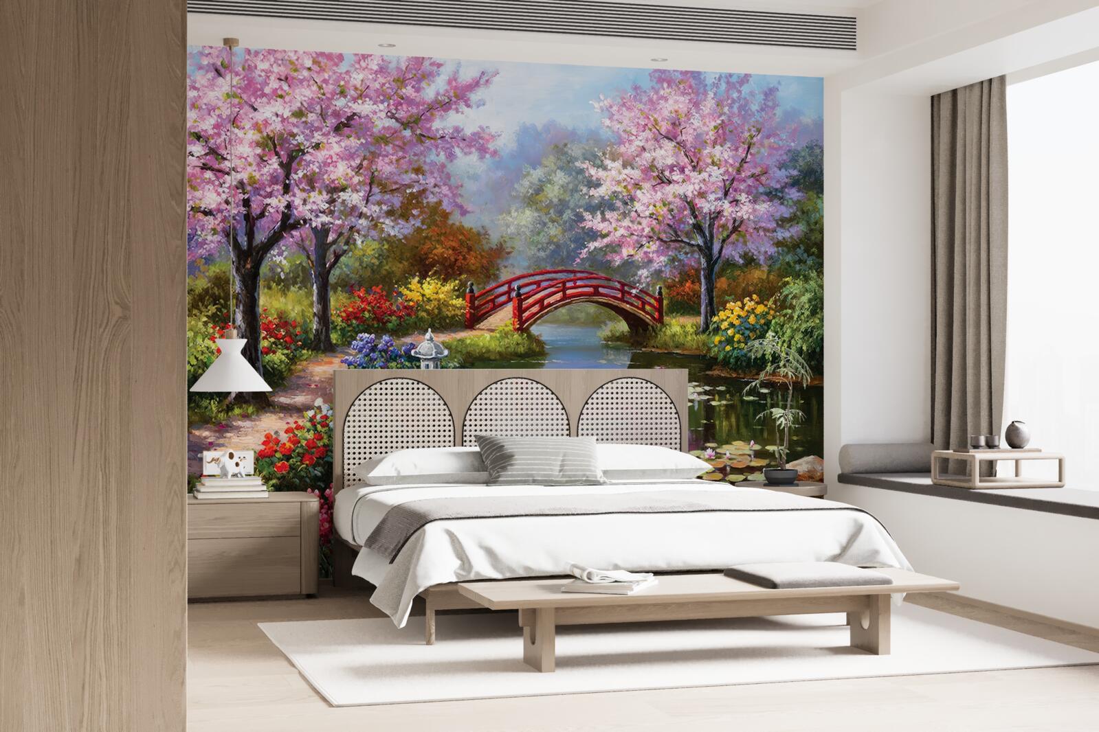 Fototapet grădină înflorită în stil chinezesc