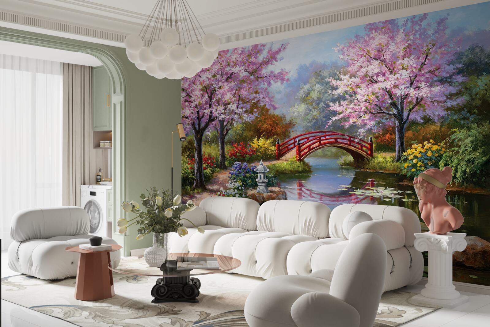 Fototapet grădină înflorită în stil chinezesc