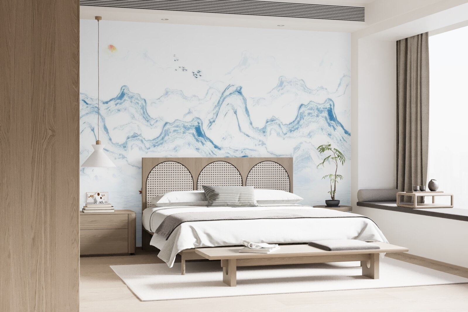 Fototapet linii albastre curbate