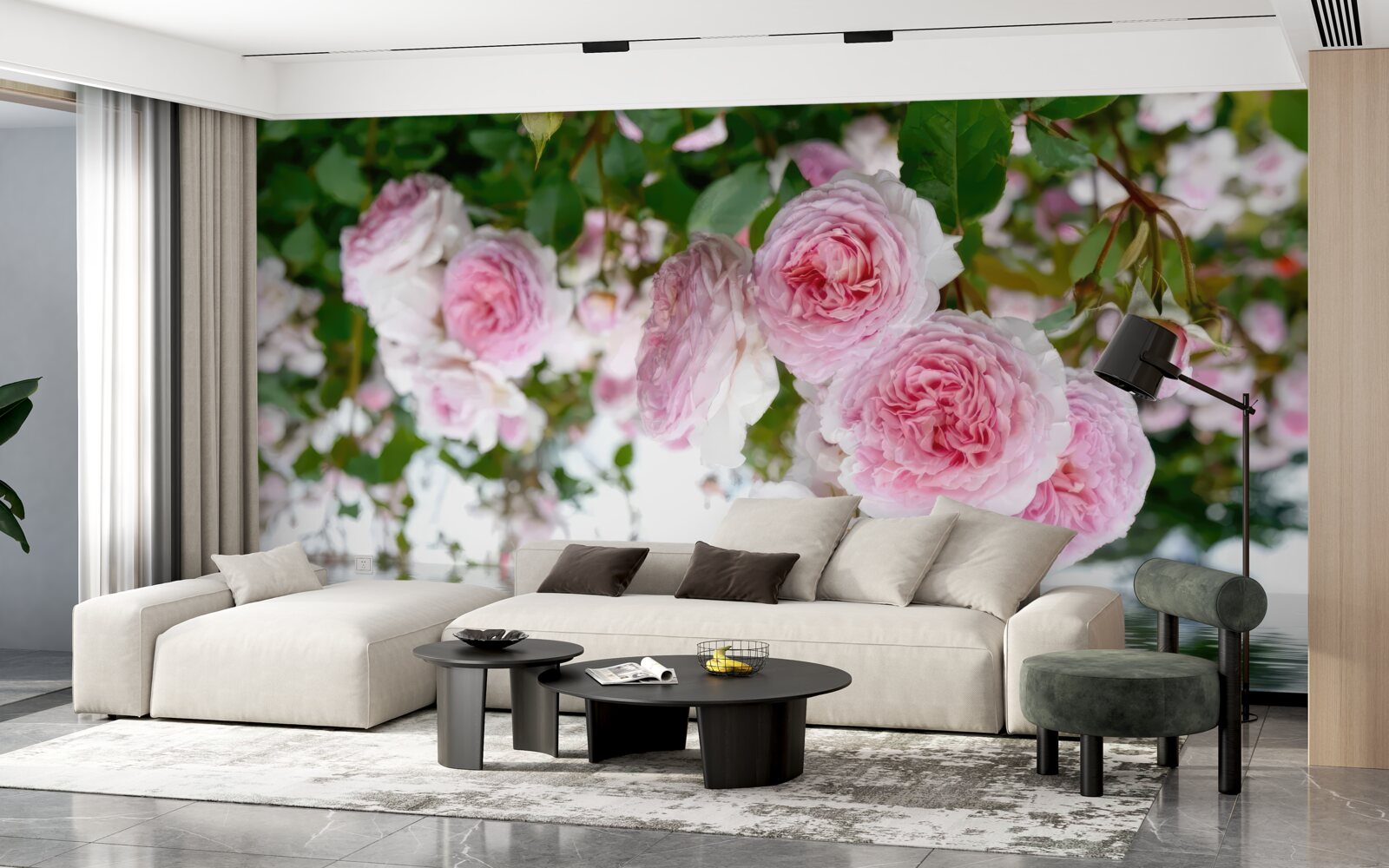 Fototapet trandafiri roz lângă apă