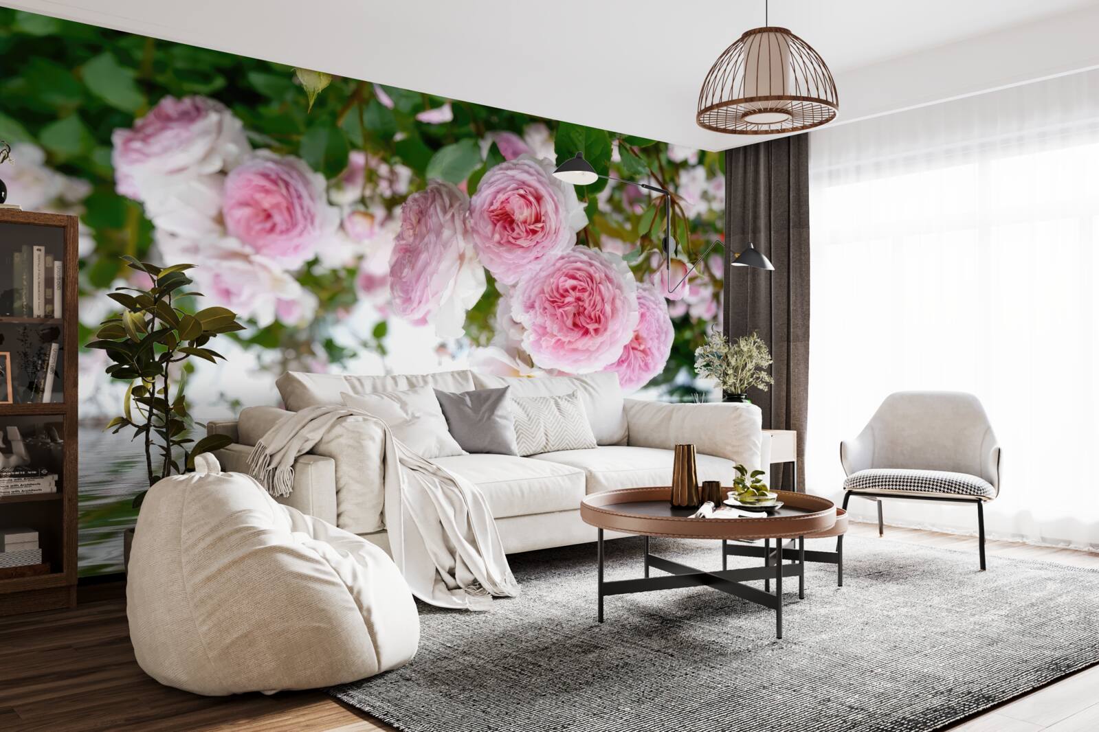 Fototapet trandafiri roz lângă apă