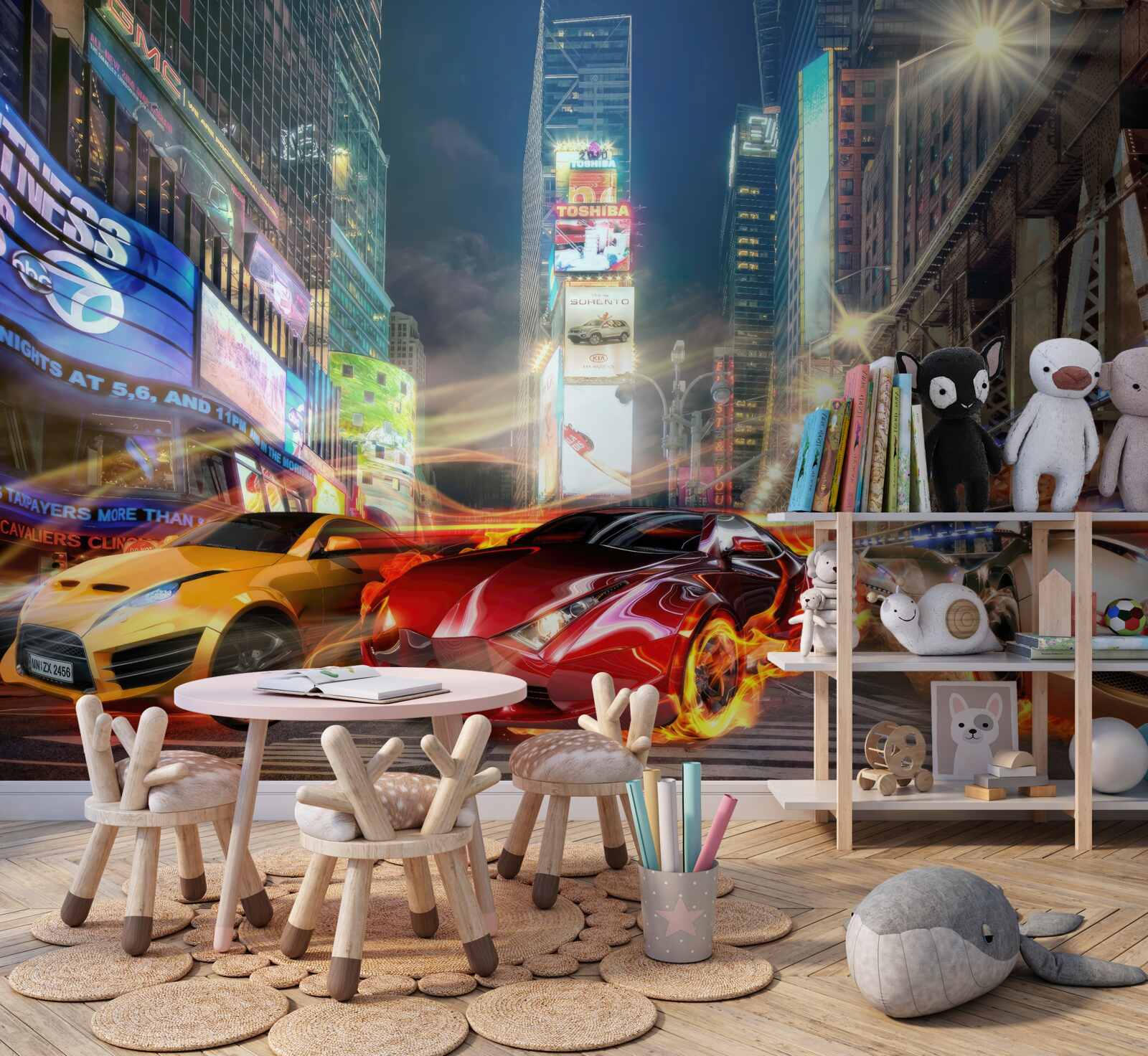 Fototapet mașini sport pe străzile orașului