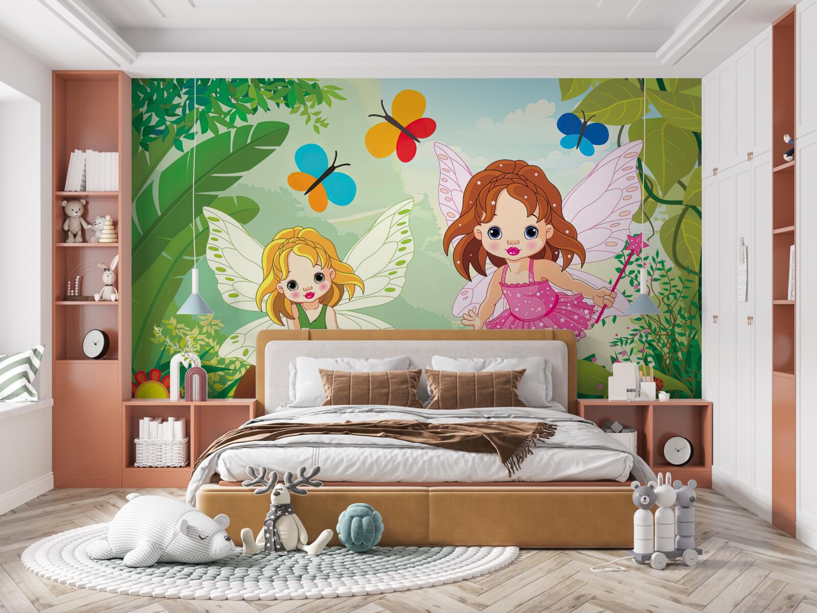 Fototapet fete zână în pădure