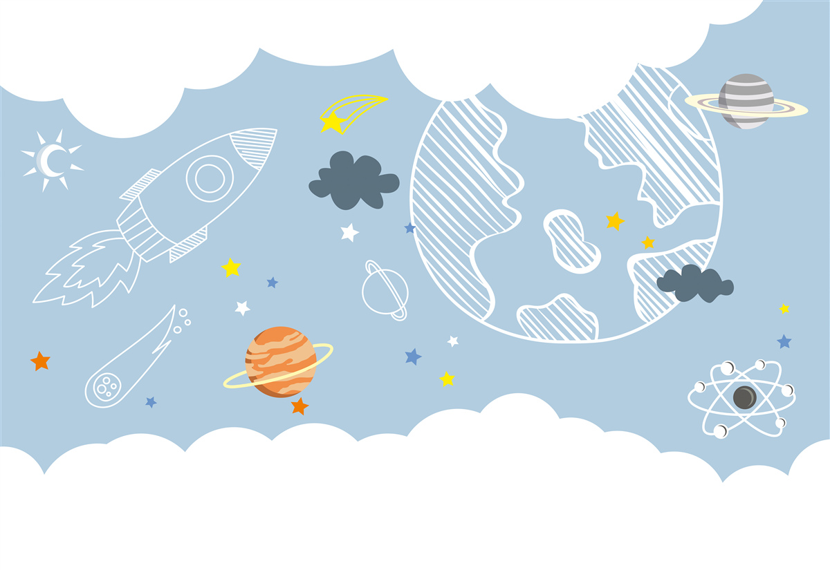 Fototapet imagine a spațiului pe un fundal albastru