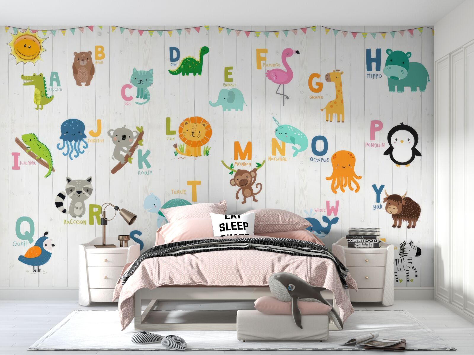 Fototapet alfabet cu imagini de animale