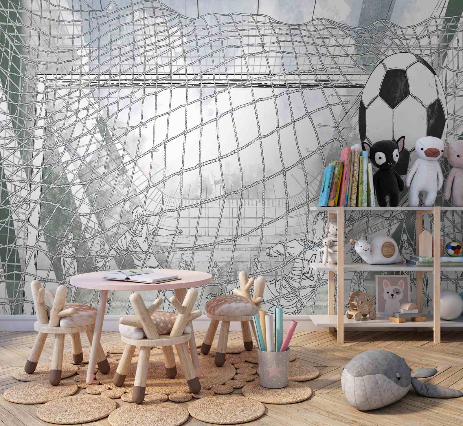 Fototapet contururi ale jucătorilor de pe teren