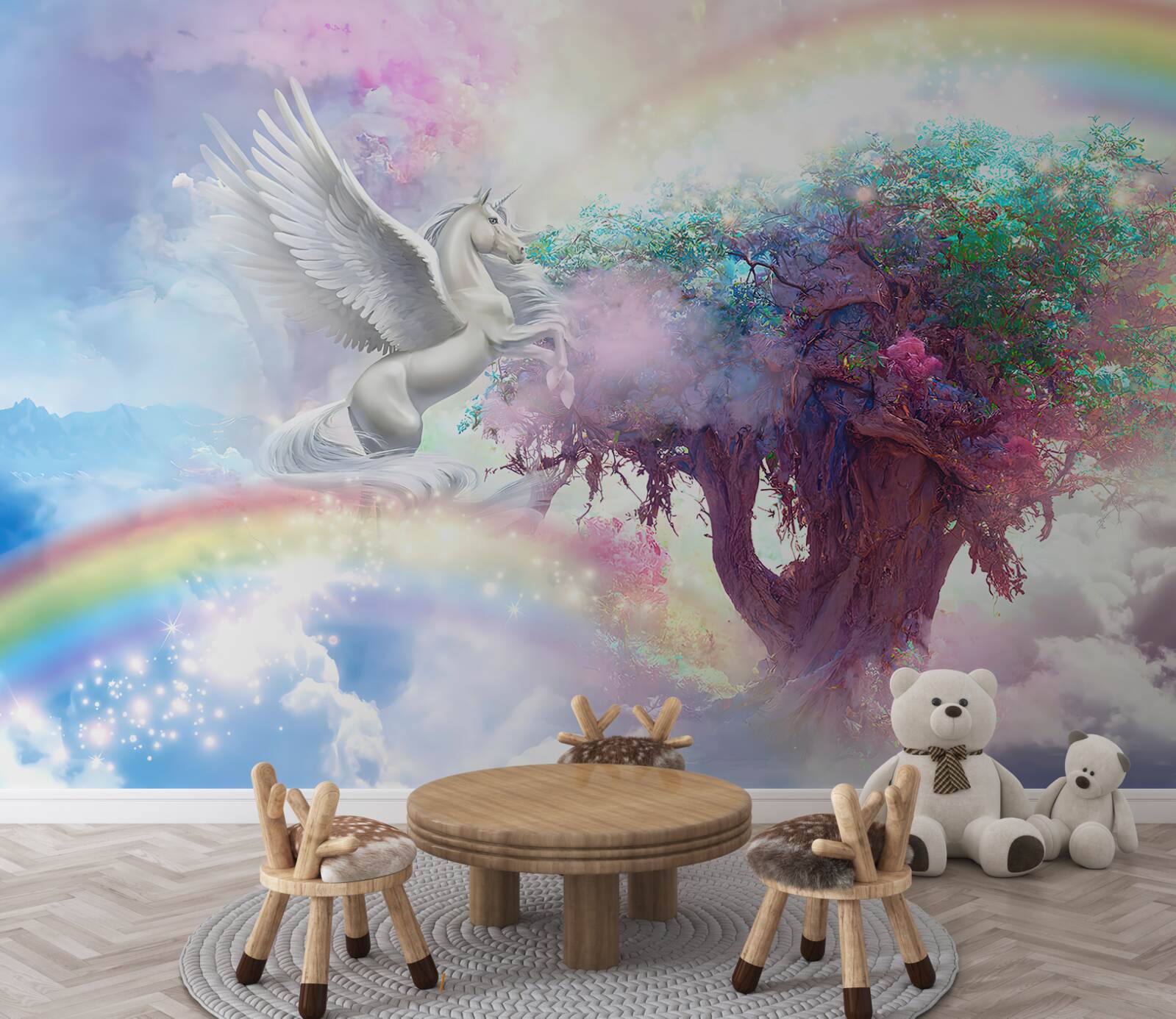 Fototapet Pegasus zboară până la copac