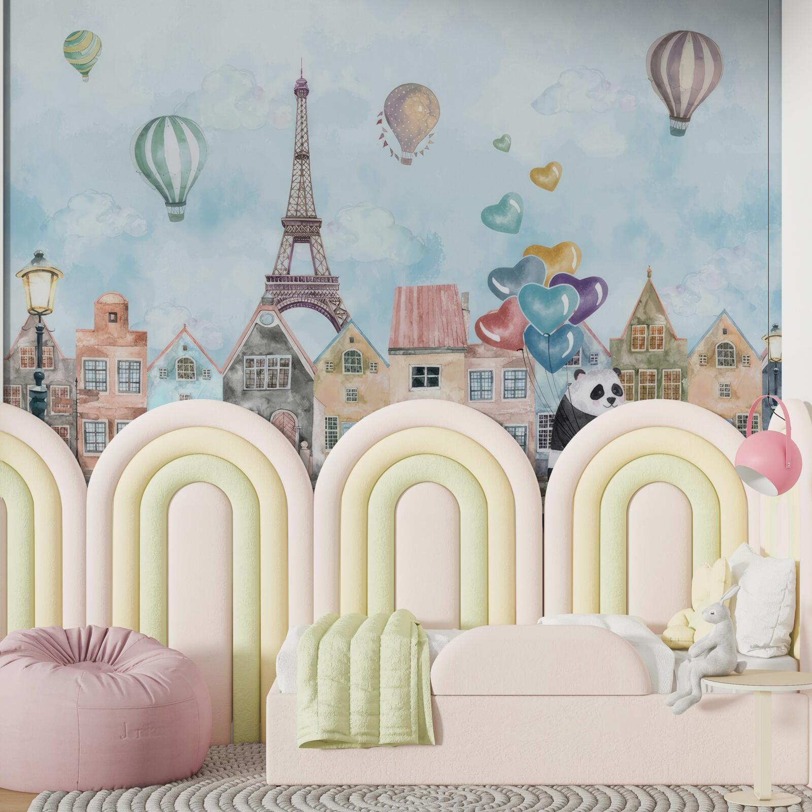 Fototapet panda se plimbă cu bicicleta prin paris