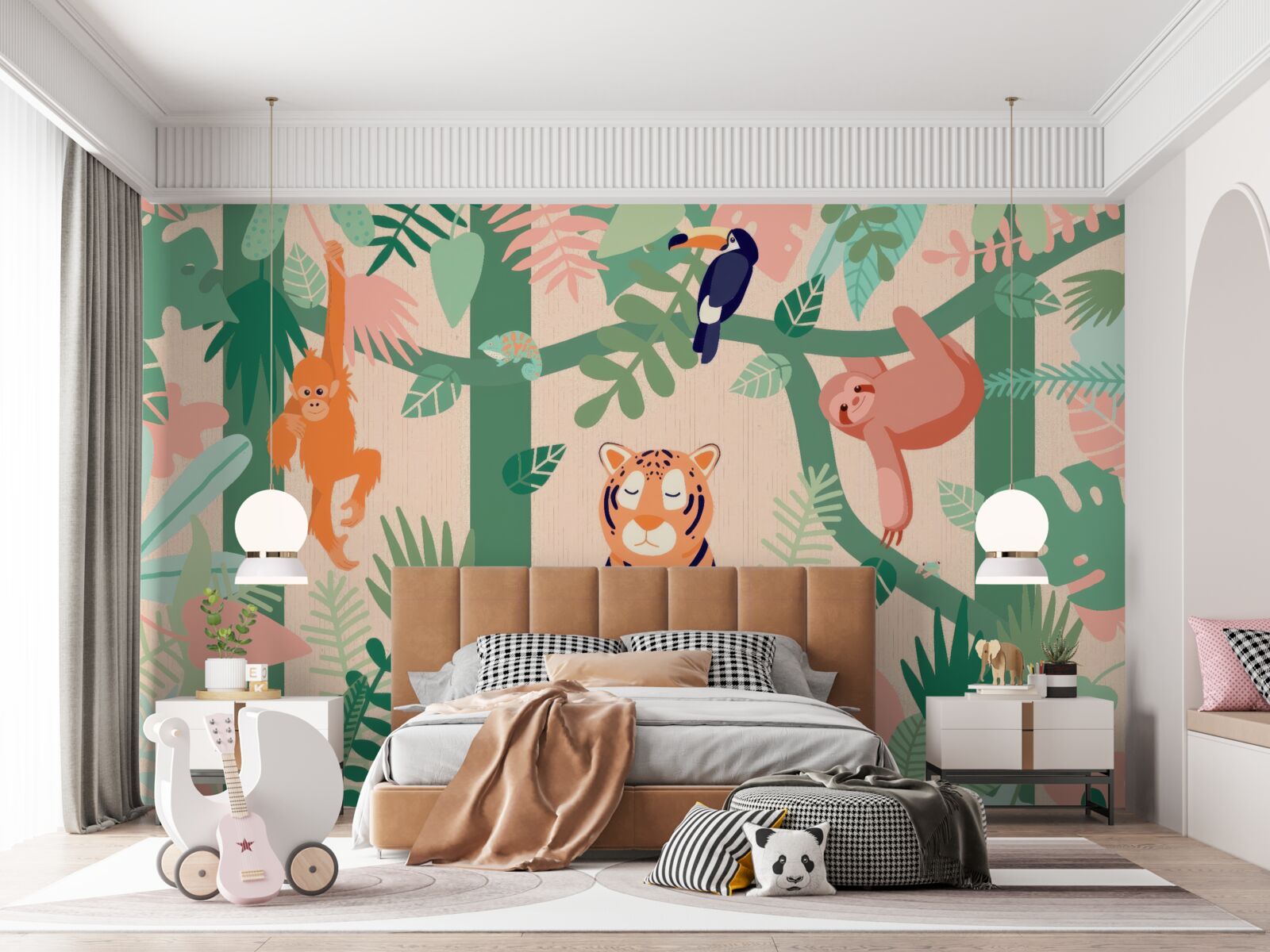 Fototapet animalele se joacă în junglă