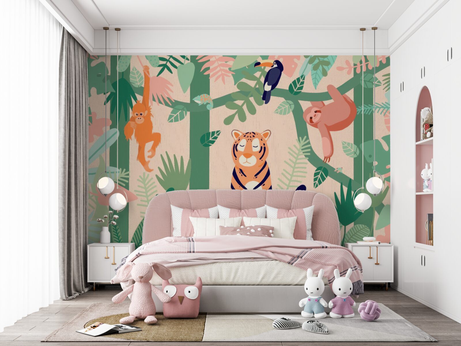 Fototapet animalele se joacă în junglă