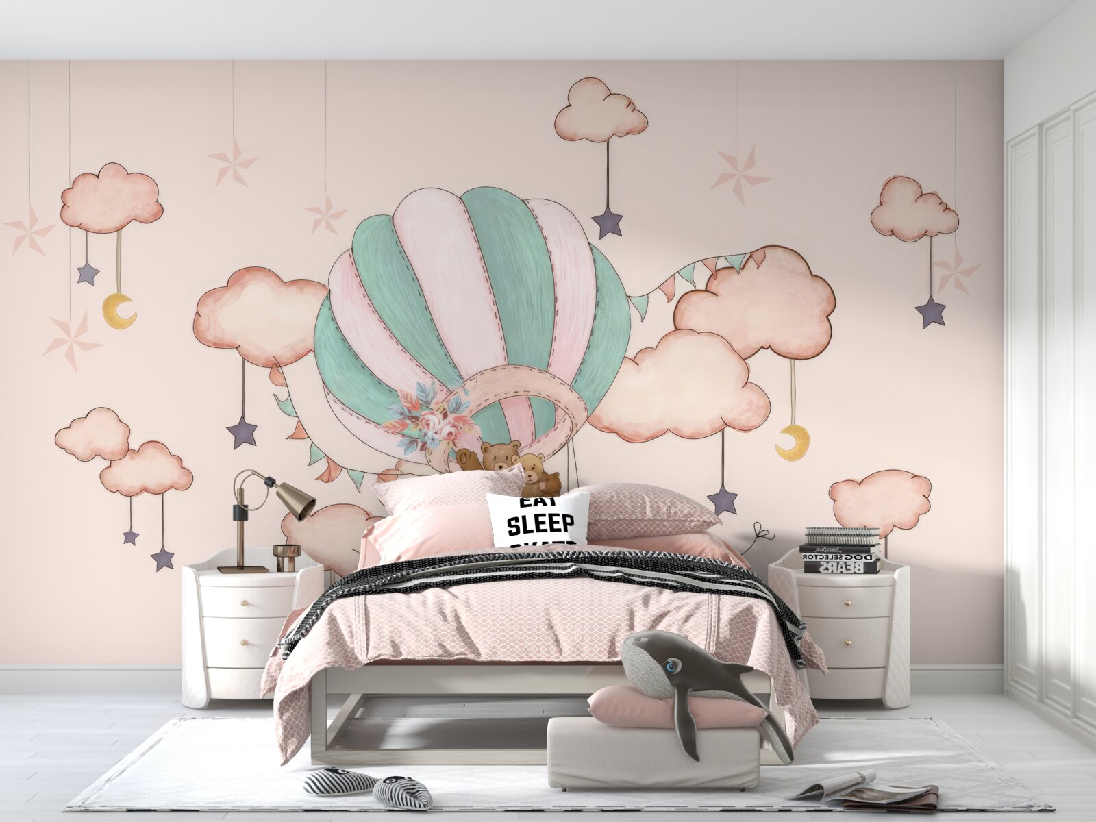 Fototapet întreaga familie de urși merge la un zbor cu balonul