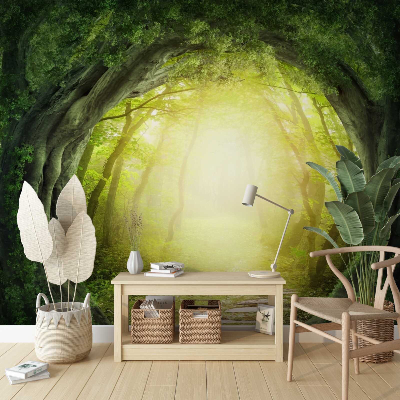 Fototapet peisaj cu pădure verde