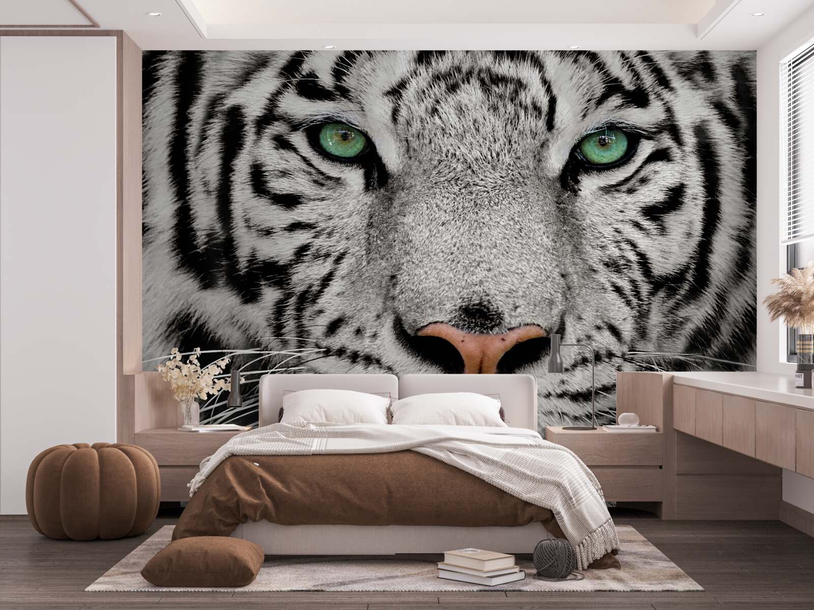 Fototapet tigru alb la mică distanță