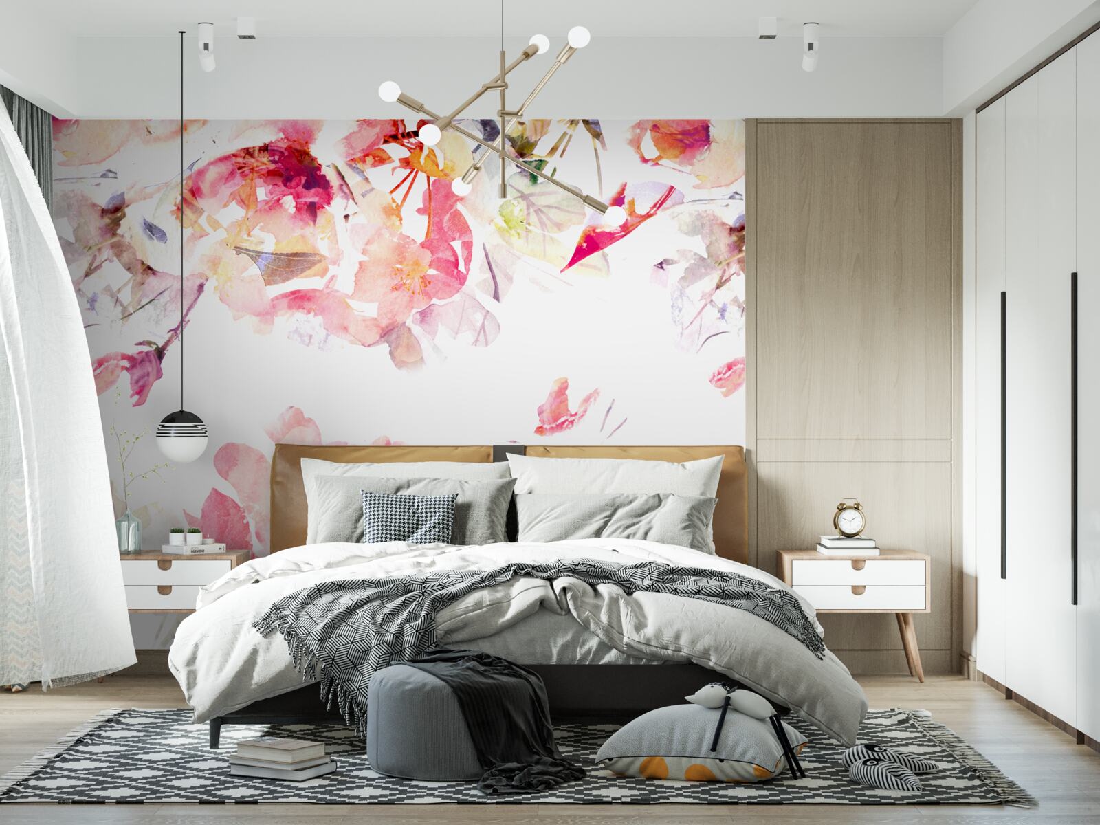 Fototapet pictura de flori roz