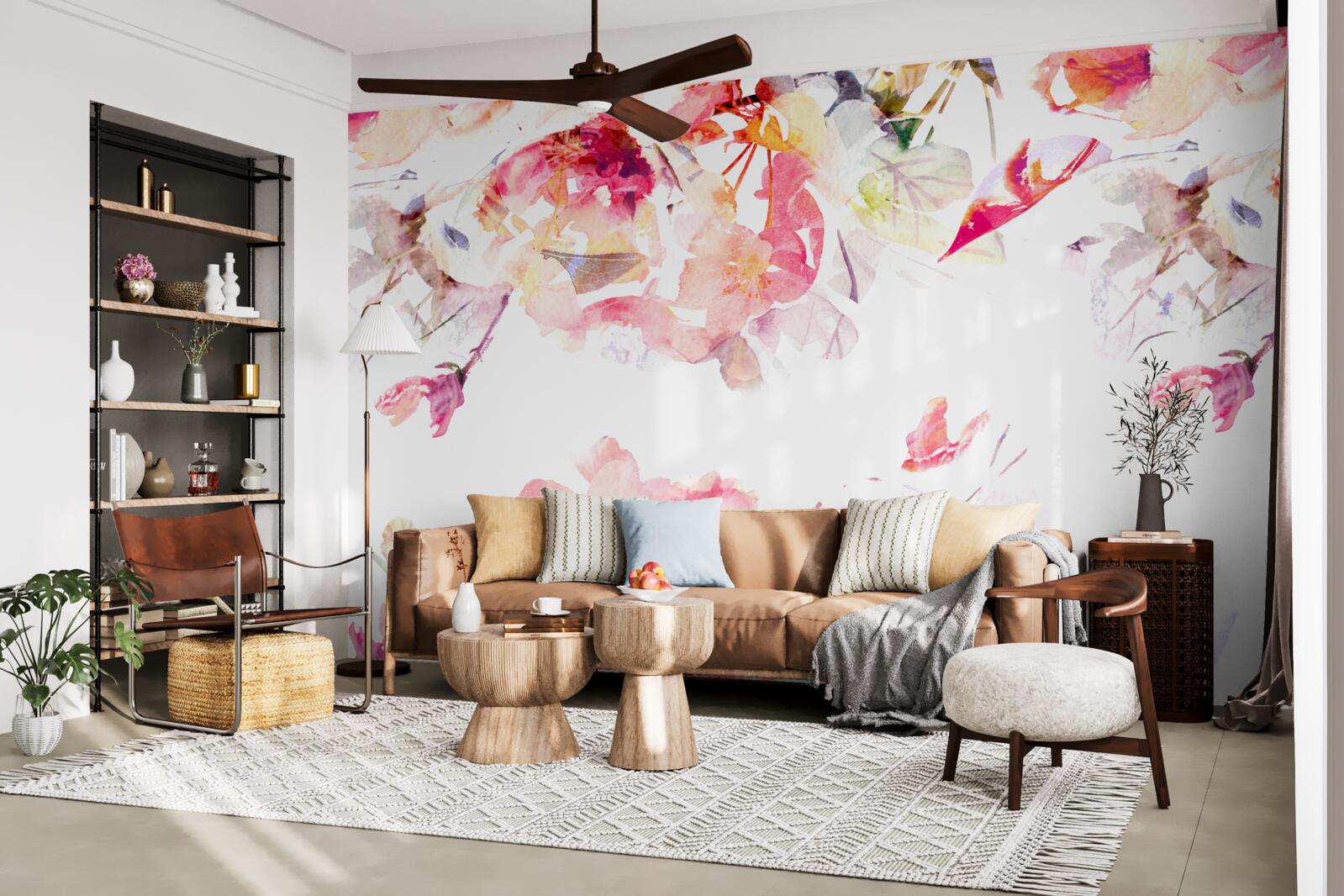 Fototapet pictura de flori roz