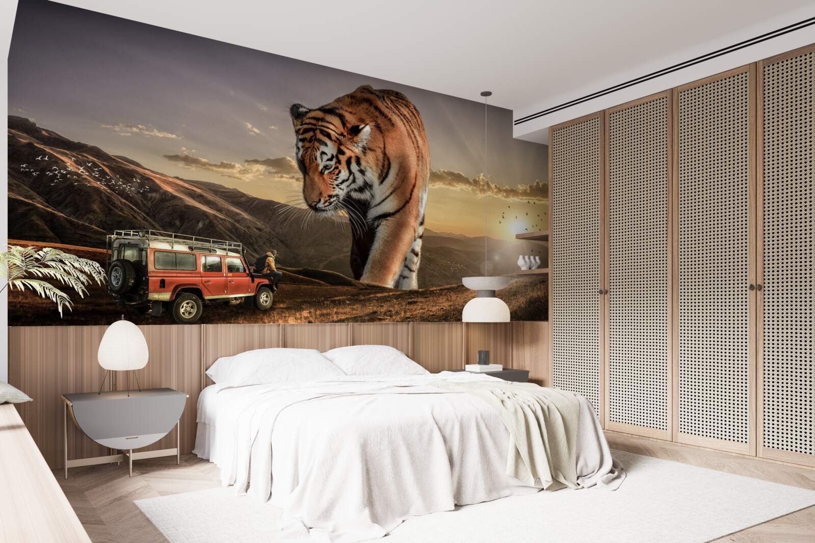Fototapet tigrul mare urmărește mașina