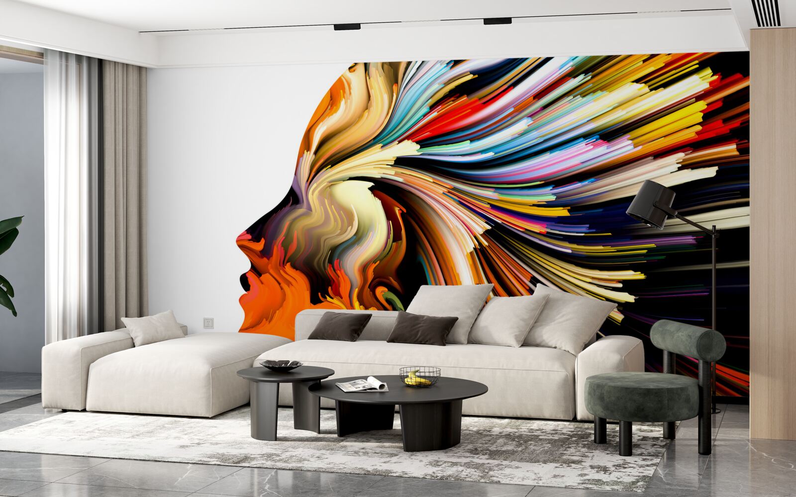 Fototapet contururile fetei în tonuri bogate