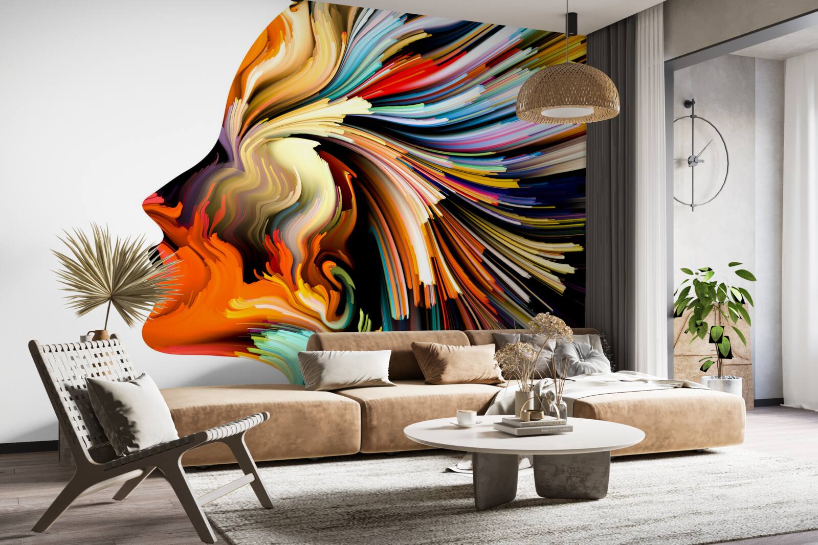 Fototapet contururile fetei în tonuri bogate