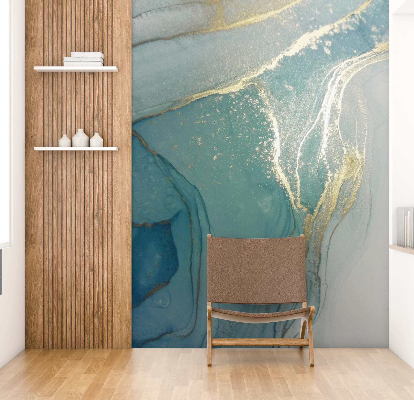 Fototapet auriu cu turcoaz