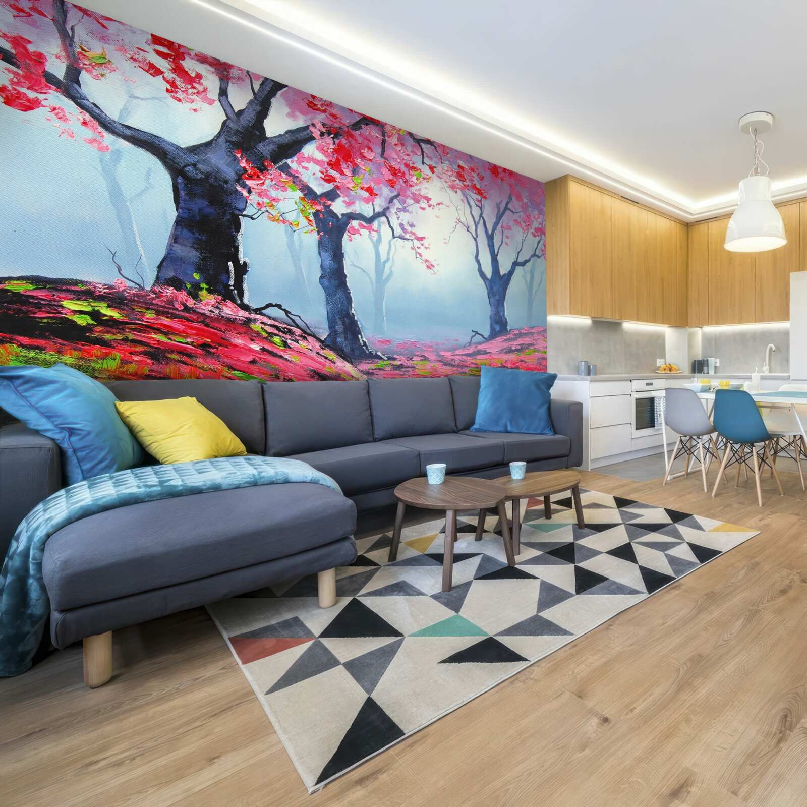 Fototapet pădure în ceață de toamnă