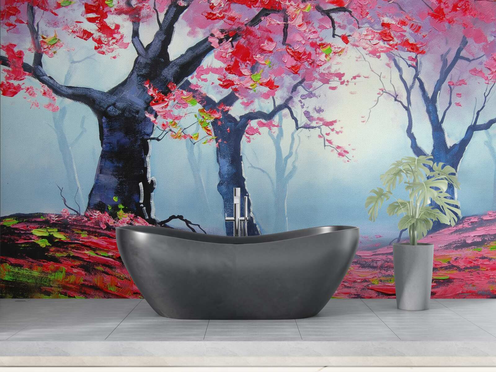 Fototapet pădure în ceață de toamnă