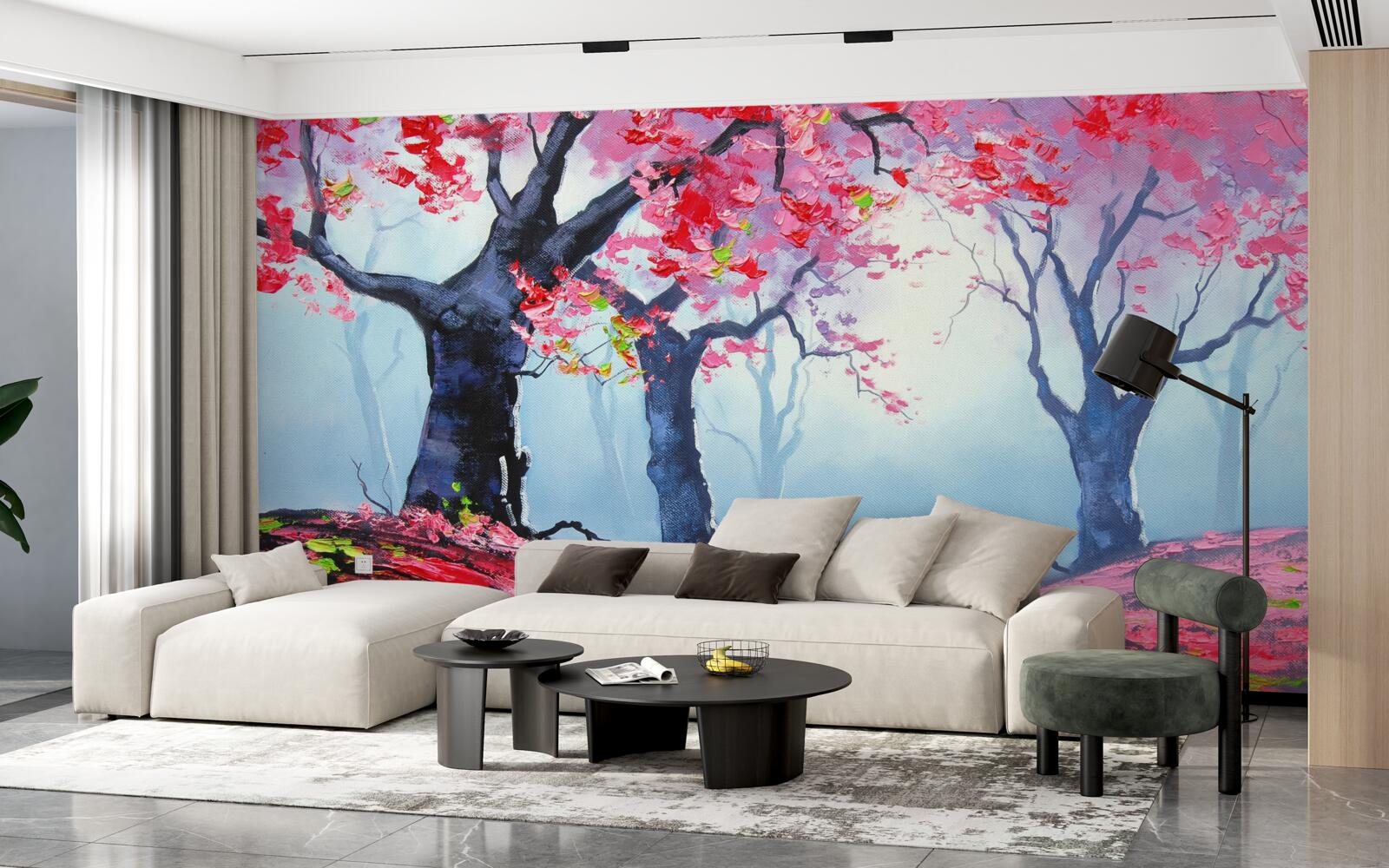 Fototapet pădure în ceață de toamnă