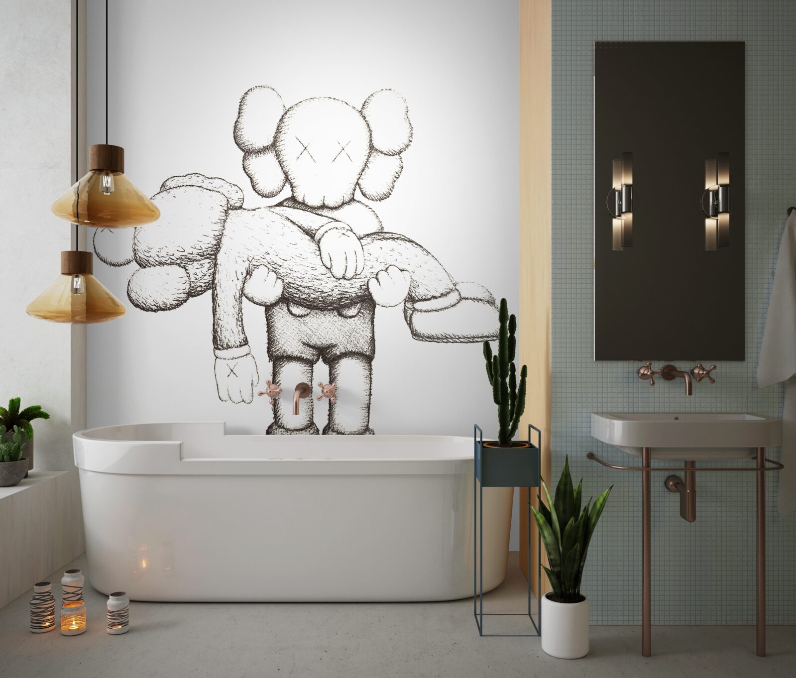 Fototapet un erou îl ține pe altul în brațe