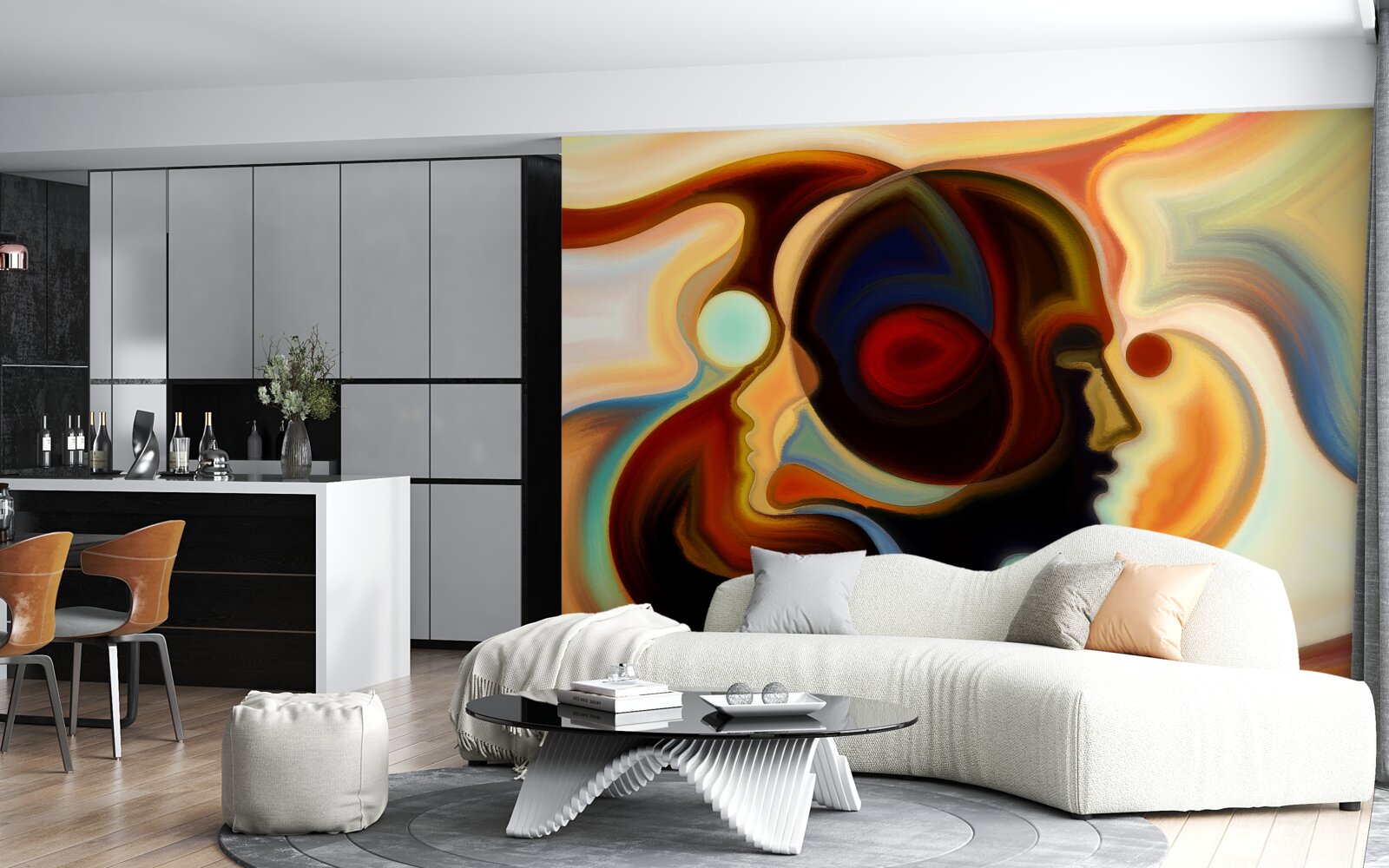 Fototapet imagini luminoase ale unui tânăr și ale unei fete