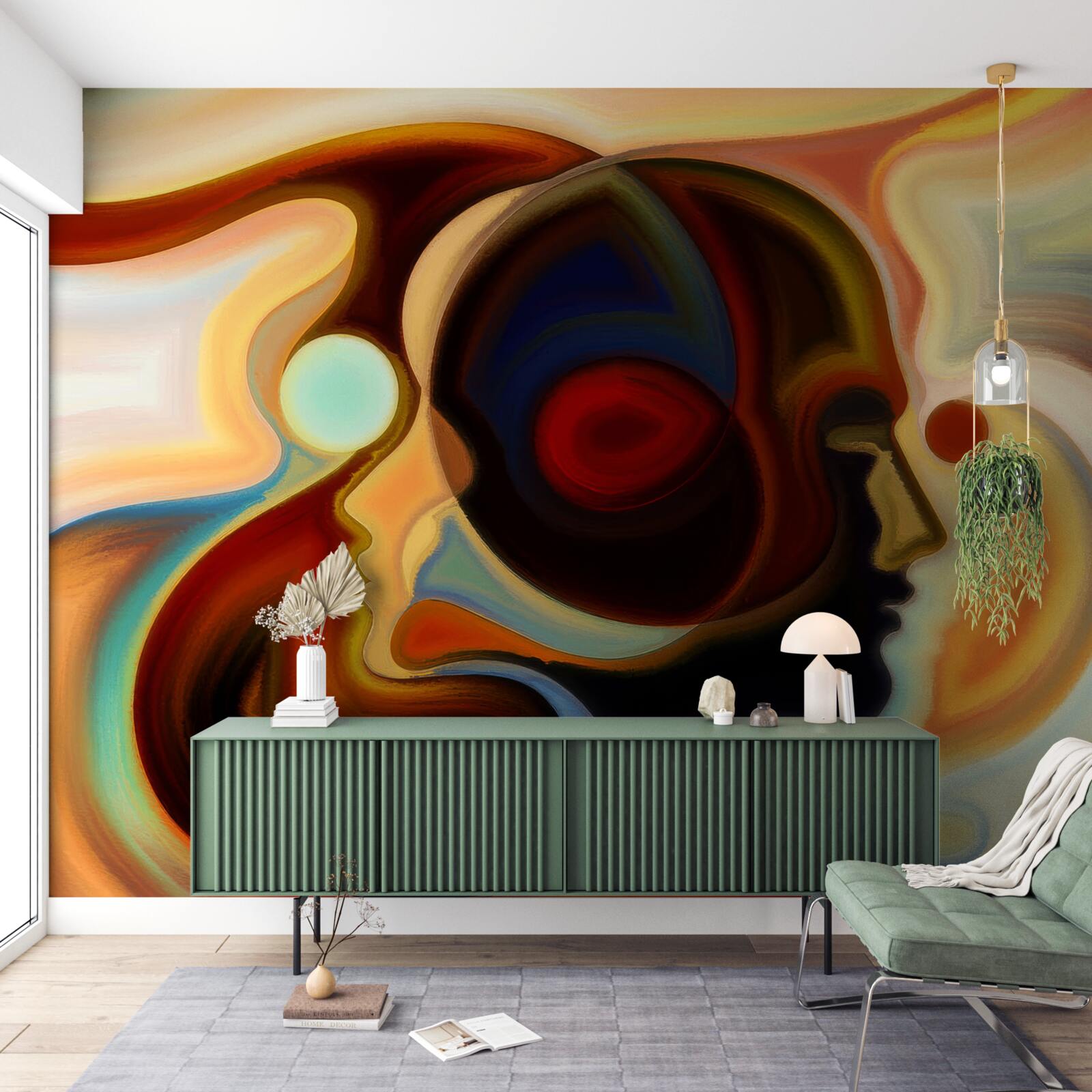 Fototapet imagini luminoase ale unui tânăr și ale unei fete