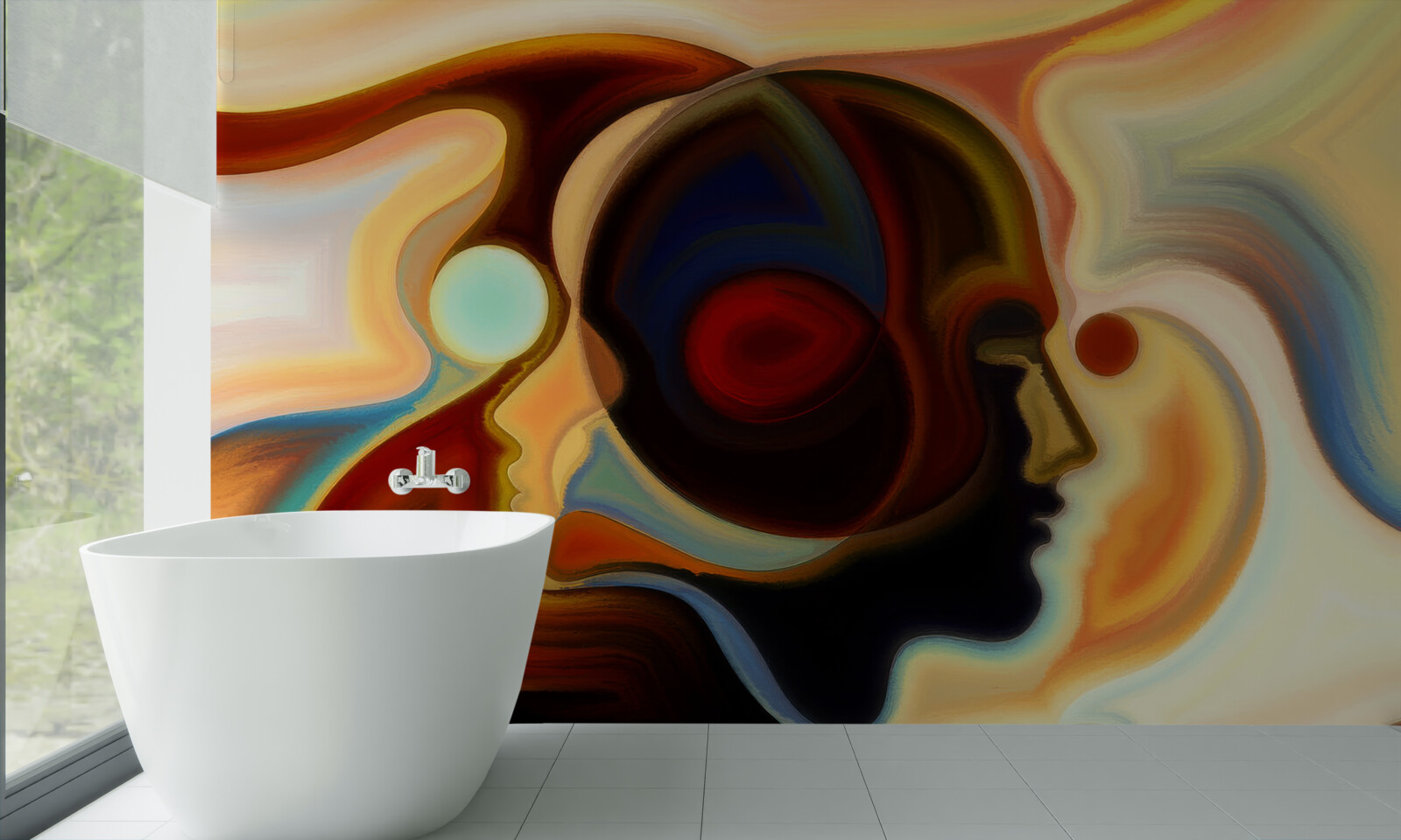 Fototapet imagini luminoase ale unui tânăr și ale unei fete