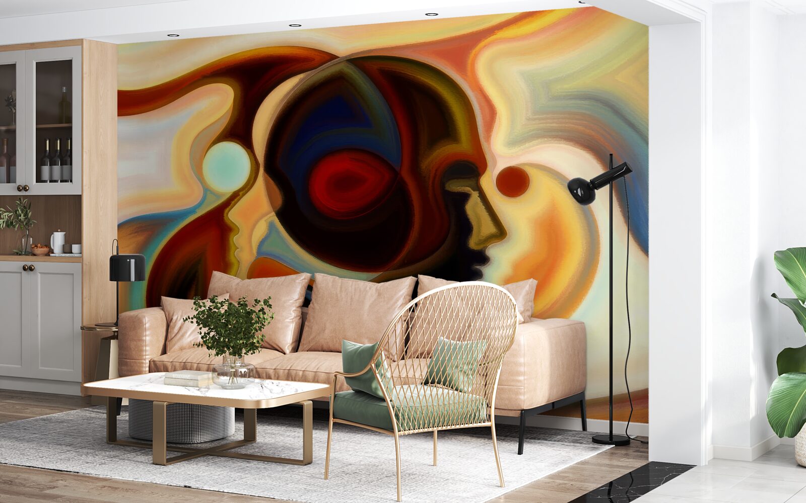 Fototapet imagini luminoase ale unui tânăr și ale unei fete