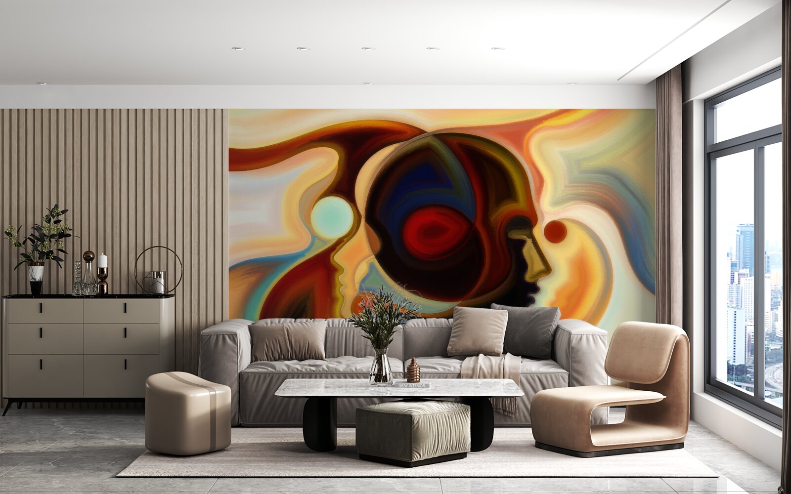 Fototapet imagini luminoase ale unui tânăr și ale unei fete