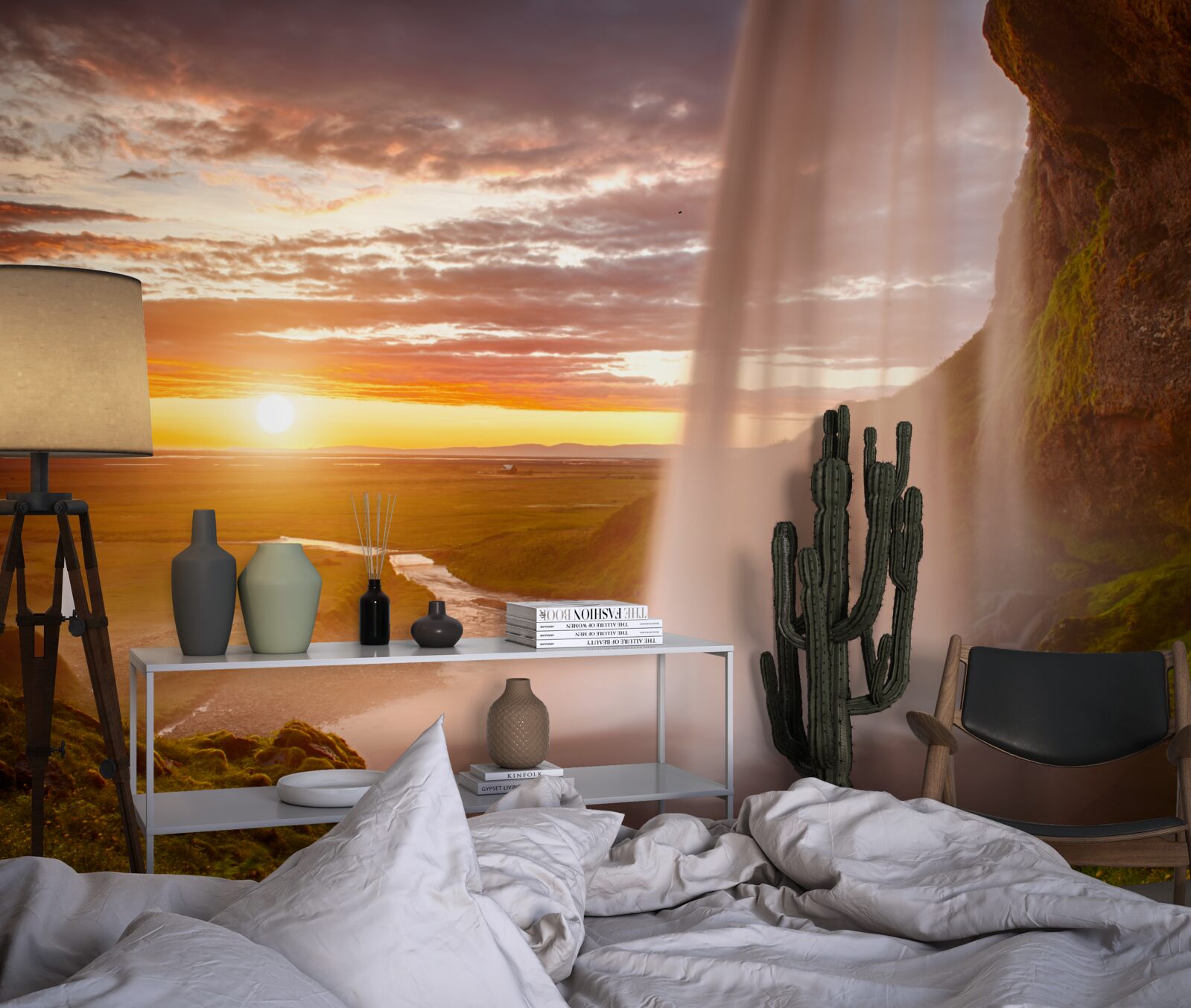 Fototapet jeturi de apă care cad dintr-o cascadă