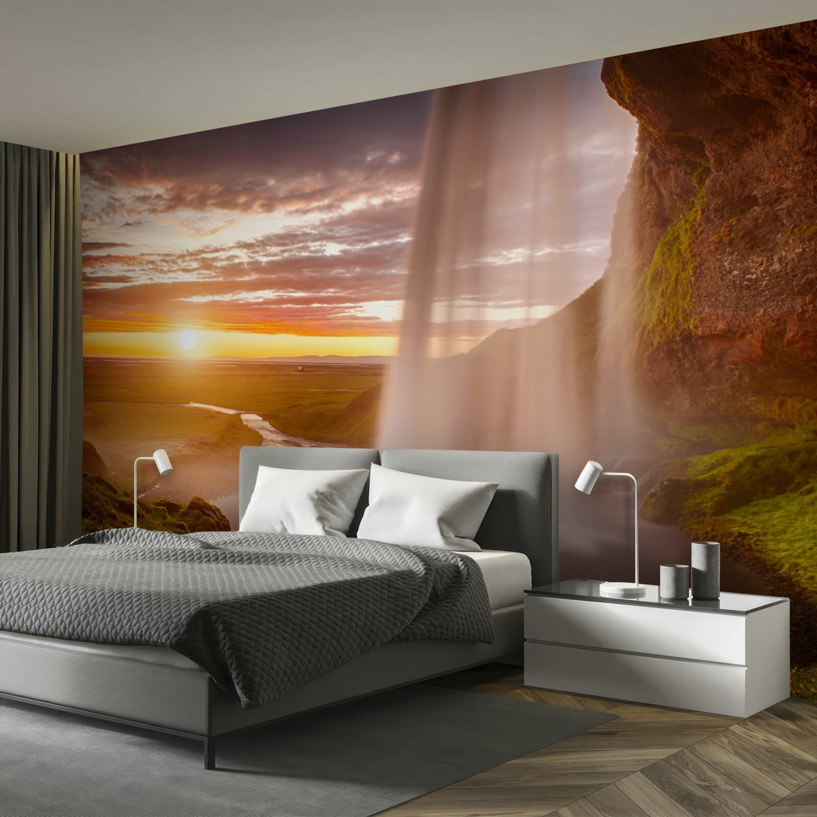 Fototapet jeturi de apă care cad dintr-o cascadă