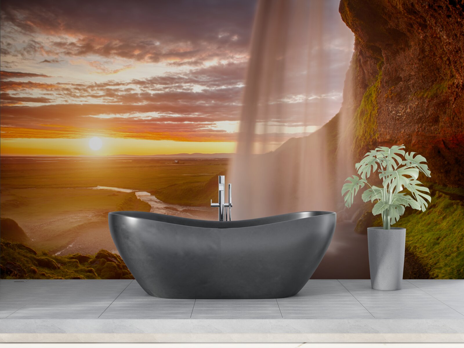 Fototapet jeturi de apă care cad dintr-o cascadă