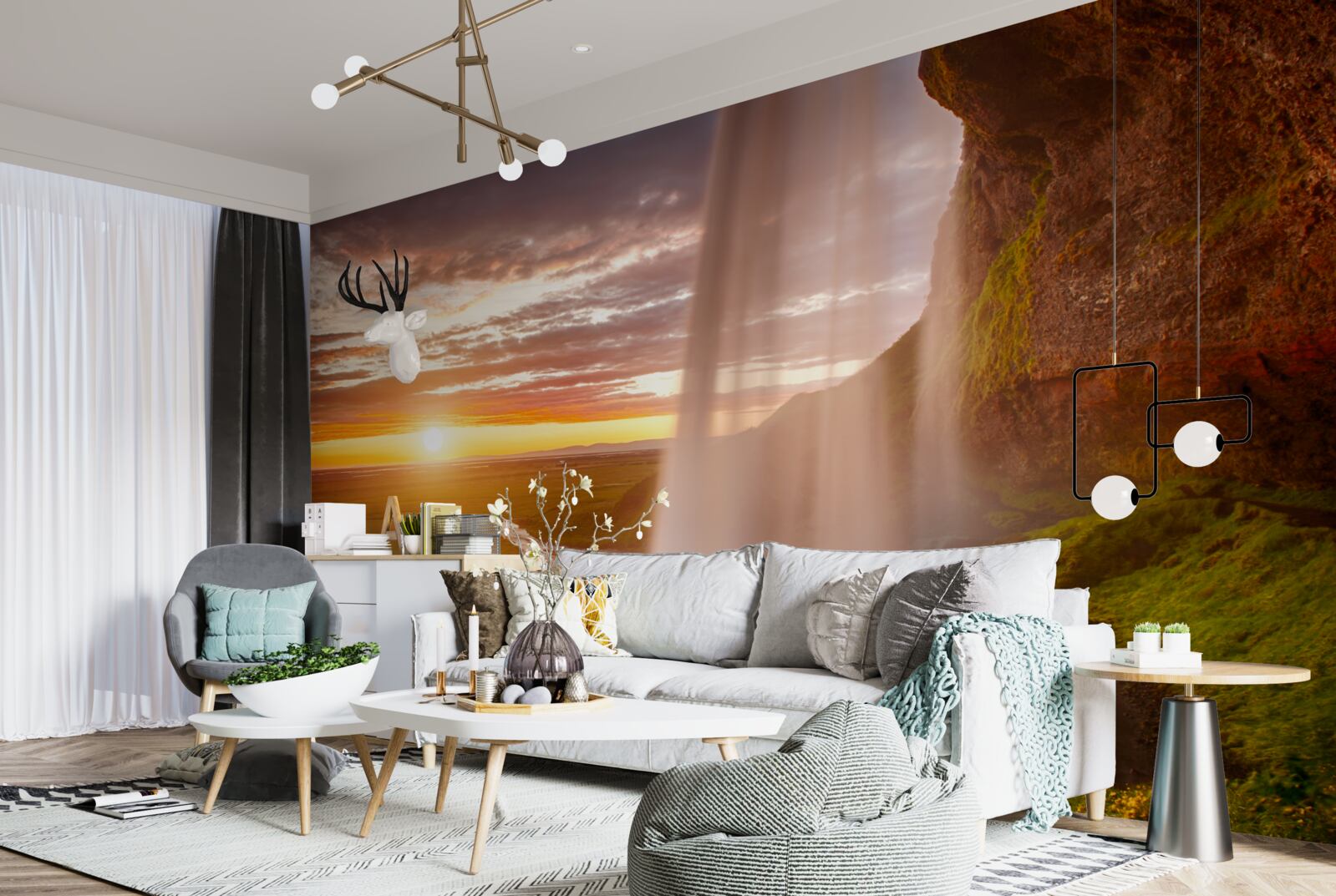 Fototapet jeturi de apă care cad dintr-o cascadă