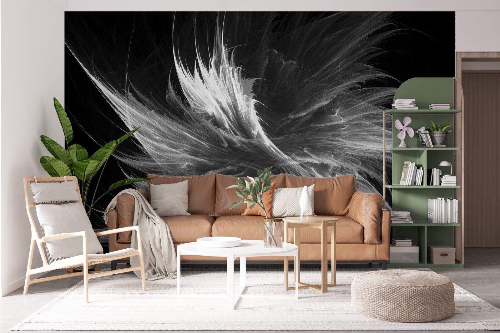 Fototapet fundal negru cu pete orbitoare