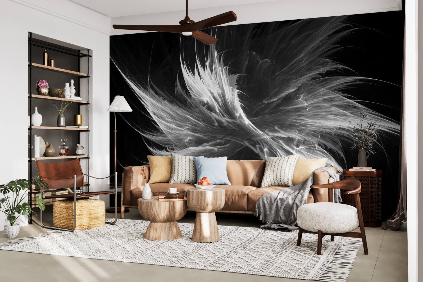 Fototapet fundal negru cu pete orbitoare