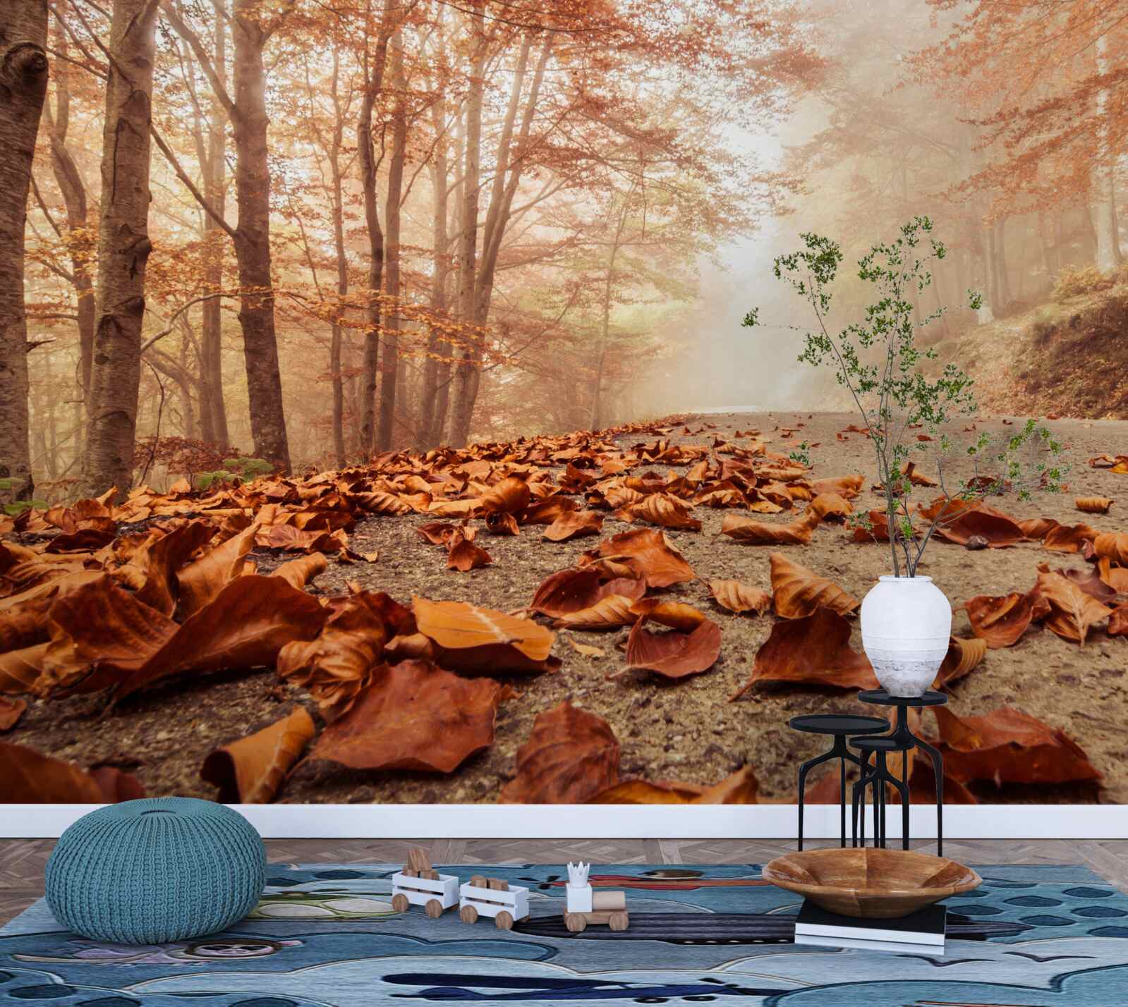 Fototapet frunzele se întind ca un covor auriu