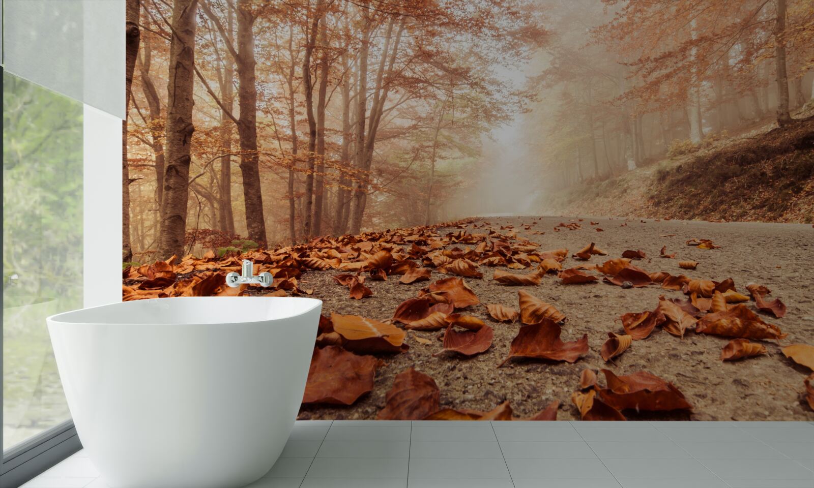 Fototapet frunzele se întind ca un covor auriu