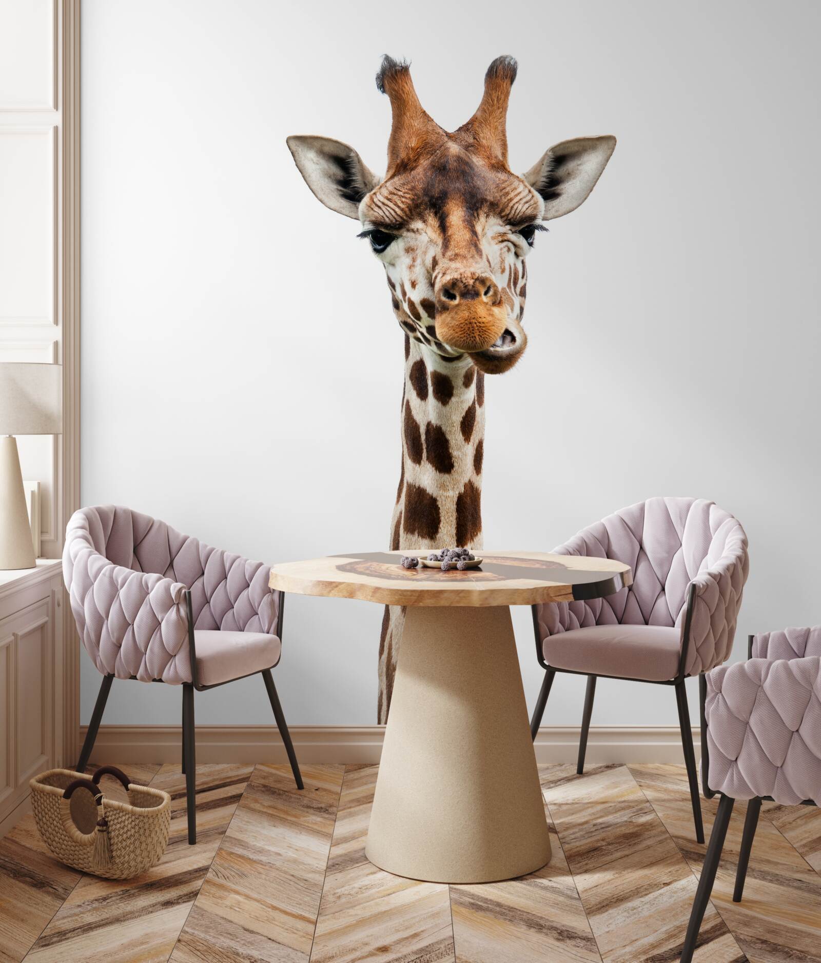 Fototapet expresie neobișnuită pe fața unei girafe