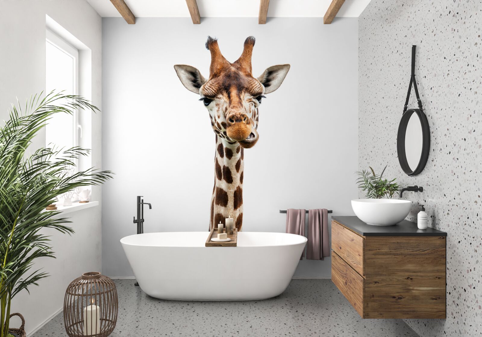 Fototapet expresie neobișnuită pe fața unei girafe