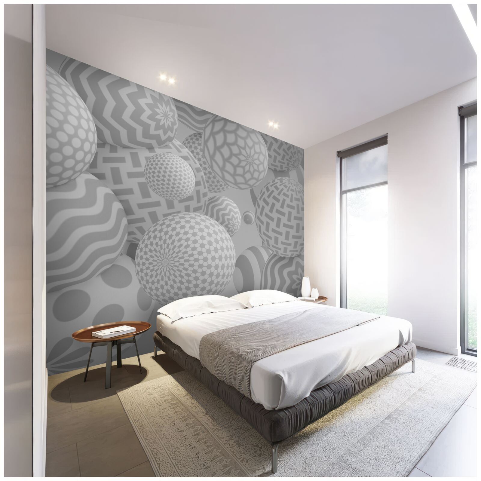 Fototapet bile volumetrice gri