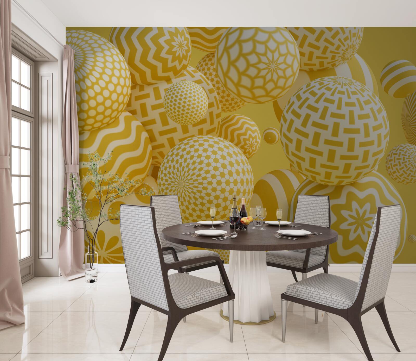 Fototapet bile galbene cu dungi